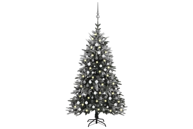 Plastgran med LED och julgranskulor och snö 210 cm PVC&PE - Inredning - Dekoration & inredningsdetaljer - Festdekoration