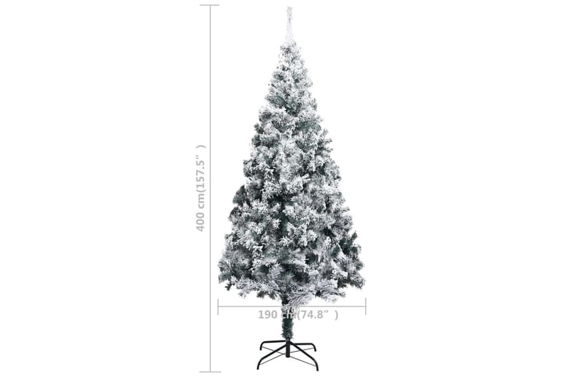Plastgran med LED och julgranskulor och snö grön 400 cm - Inredning - Julpynt & helgdekoration - Julpynt & juldekoration - Plastgran