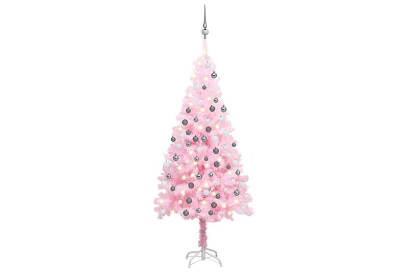 Plastgran med LED och julgranskulor rosa 180 cm PVC - Inredning - Julpynt & helgdekoration - Julpynt & juldekoration - Plastgran