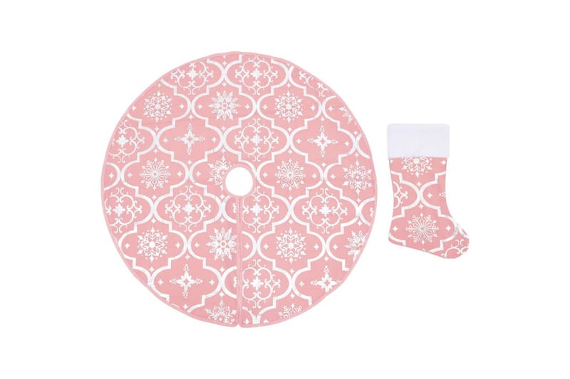Julgranskrage lyxig med rosa strumpa Ã˜122 cm tyg