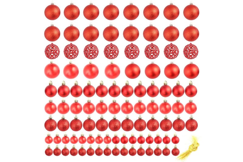 Julgranskulor 100 delar set 3/4/6 cm röd - Röd - Inredning - Julpynt & helgdekoration - Julpynt & juldekoration - Plastgran