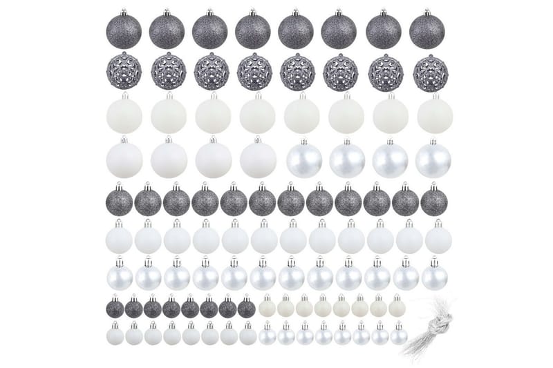 Julgranskulor 100 delar set 3/4/6 cm vit/grå - Flerfärgad - Inredning - Julpynt & helgdekoration - Julpynt & juldekoration - Julgranspynt