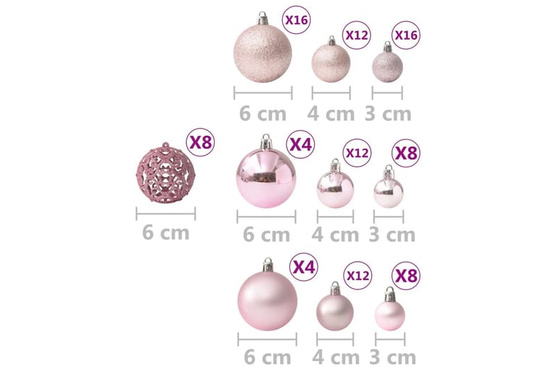 Julgranskulor 100 st rosa - Rosa - Inredning - Julpynt & helgdekoration - Julpynt & juldekoration
