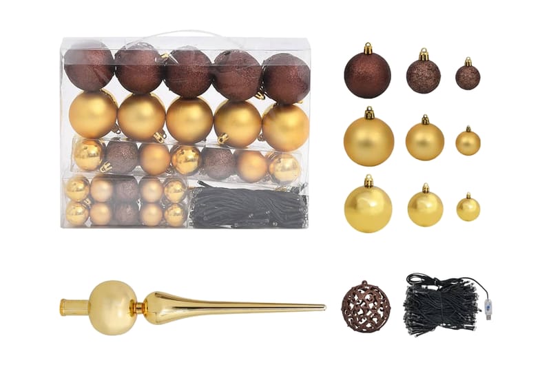 Julgranskulor 120 st med spira och 300 LED guld och brons - Guld/Brons - Inredning - Julpynt & helgdekoration - Julpynt & juldekoration