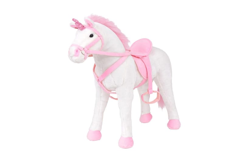 Stående leksaksenhörning plysch vit och rosa XXL - Vit - Möbler - Bord & matgrupper - Spelbord - Biljardbord