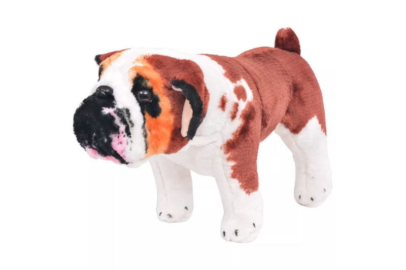 Stående leksakshund bulldog plysch vit och brun XXL - Vit - Inredning - Inredning barnrum & leksaker - Leksaker - Mjukleksaker & gosedjur