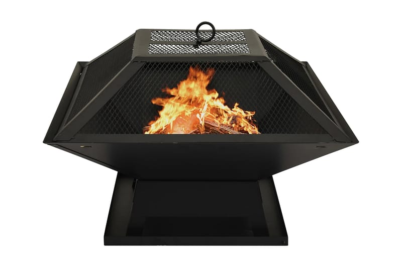 2-i-1 Eldstad med grill och eldgaffel 46,5x46,5x37 cm stål - Svart - Hushåll - Matlagning & Bakning - Köksredskap & kökstillbehör