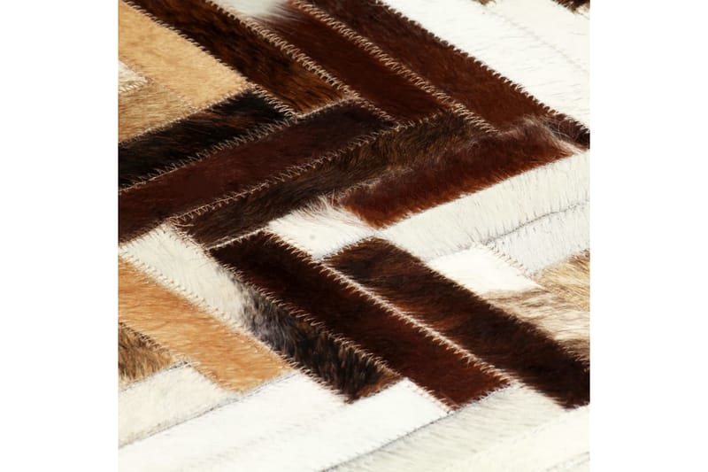 Matta lapptäcke äkta läder 80x150 cm brun/vit - Brun - Heminredning - Mattor - Patchwork-matta