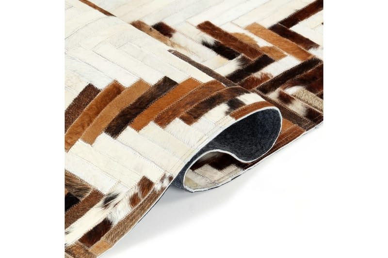 Matta lapptäcke äkta läder 80x150 cm brun/vit - Brun - Heminredning - Mattor - Patchwork-matta
