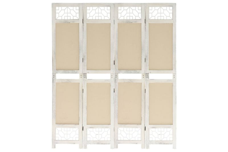4-Panel Room Divider Cream 140x165 cm Fabric - Kräm - Inredning - Rumsavdelare - Vikskärm