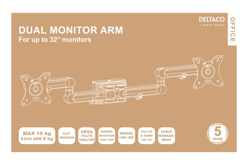 Deltaco Office Dubbel monitor-arm för spårpanel - Deltaco Office - Inredning - Rumsavdelare