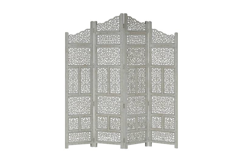 Rumsavdelare 4 paneler handsnidad grå 160x165 cm mangoträ - Grå - Möbler - Bord & matgrupper - Matbord & köksbord