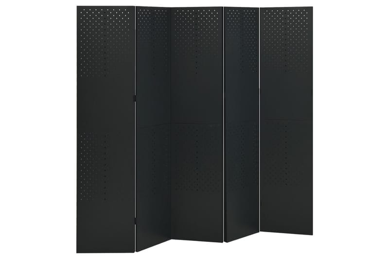 Rumsavdelare 5 paneler 2 st svart 200x180 cm stål - Svart - Inredning - Rumsavdelare - Vikskärm