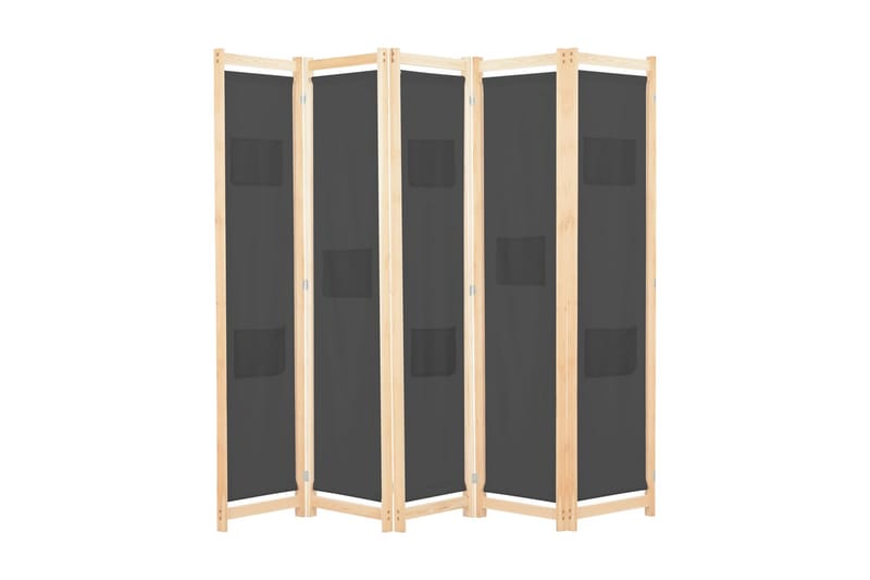 Rumsavdelare 5 paneler 200x170x4 cm grå tyg - Grå - Inredning - Rumsavdelare