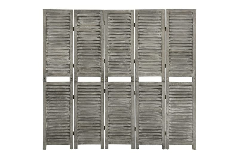Rumsavdelare 5 paneler grå 179x166 cm massivt trä