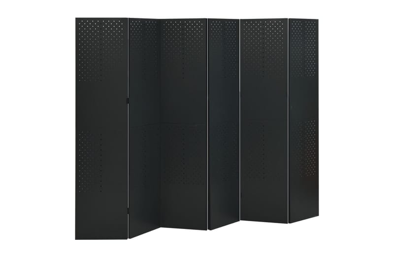 Rumsavdelare 6 paneler 2 st svart 240x180 cm stål