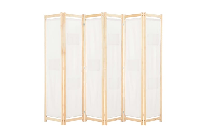 Rumsavdelare 6 paneler 240x170x4 cm gräddvit tyg - Vit - Möbler - Soffa - Divansoffor & schäslongsoffa