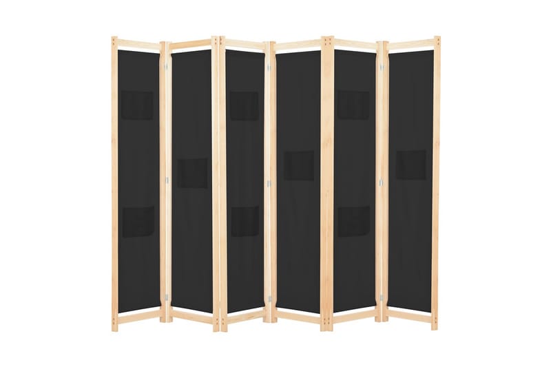 Rumsavdelare 6 paneler 240x170x4 cm svart tyg - Svart - Inredning - Rumsavdelare - Skärmvägg
