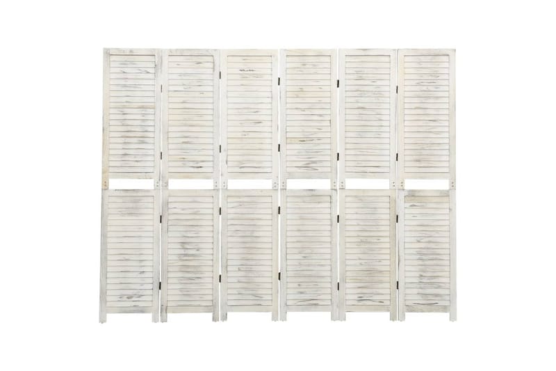 Rumsavdelare 6 paneler antikvit 215x166 cm massivt trä - Vit - Inredning - Rumsavdelare - Skärmvägg