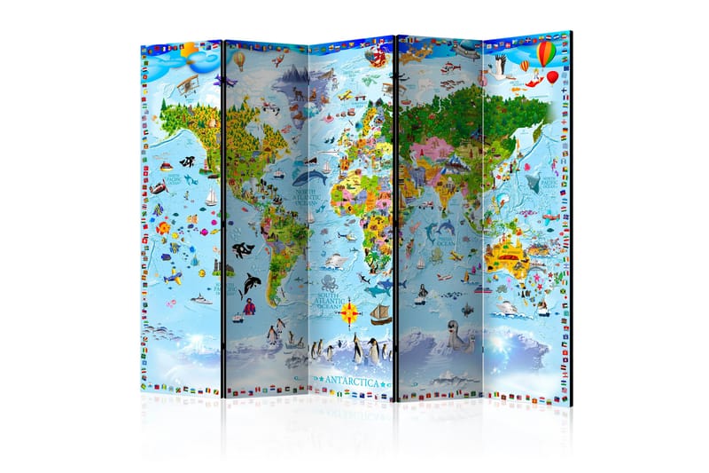Rumsavdelare World Map For Kids 225x172 - Artgeist sp. z o. o. - Inredning - Rumsavdelare - Vikskärm