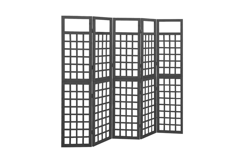 Rumsavdelare/Spaljé 5 paneler massiv gran svart 201,5x180 cm - Svart - Inredning - Rumsavdelare - Vikskärm