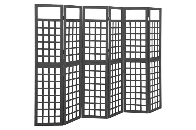 Rumsavdelare/Spaljé 6 paneler massiv gran svart 242,5x180 cm - Svart - Inredning - Rumsavdelare - Vikskärm