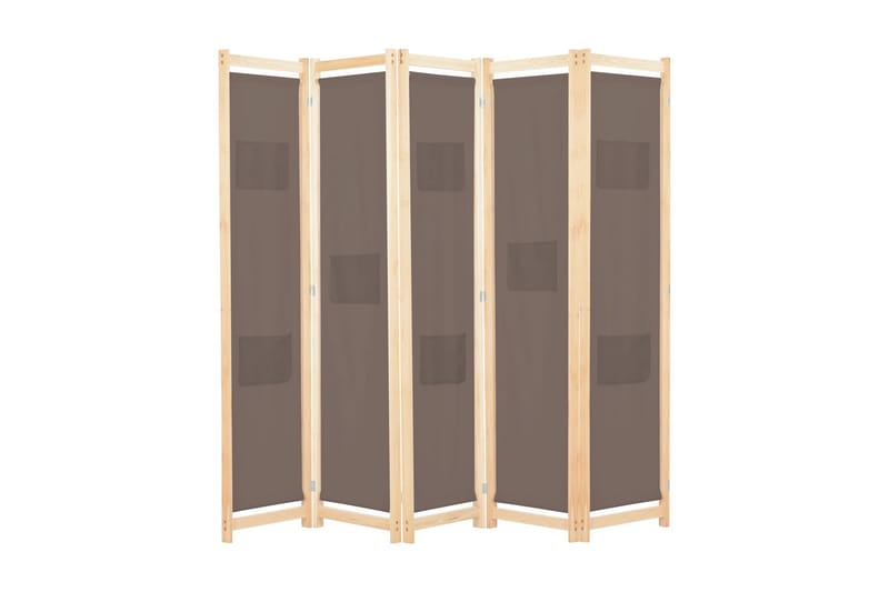 Rumsavdelare 5 paneler 200x170x4 cm brun tyg - Brun - Heminredning - Småmöbler - Rumsavdelare