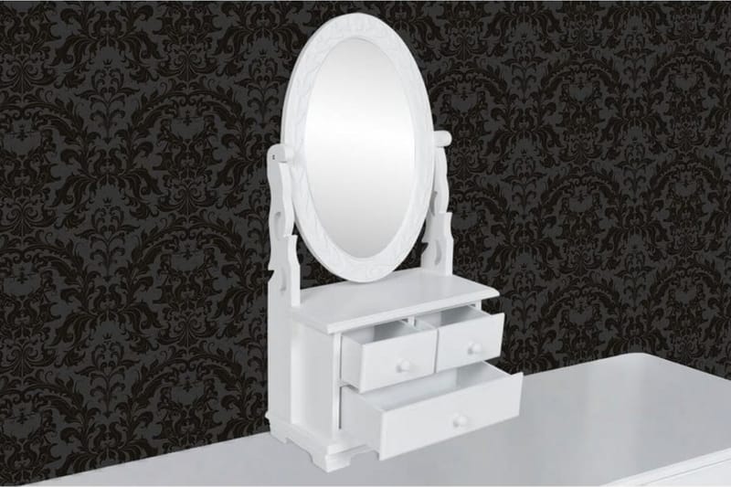 Bordsspegel med justerbar oval spegel MDF - Vit - Inredning - Speglar - Bordsspegel