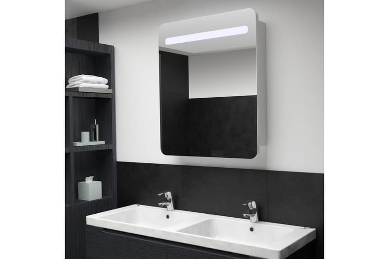 Badrumsspegel med skåp LED 68x9x80 cm - Vit - Inredning - Speglar - Sminkspegel