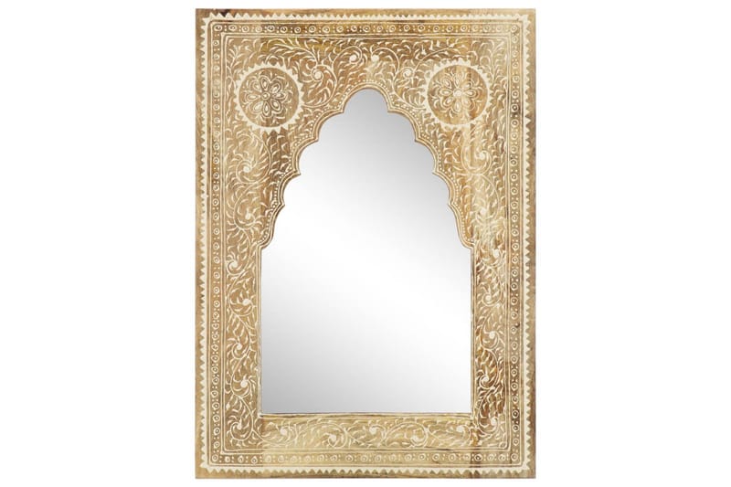 Handmålad spegel 40x55 cm massivt mangoträ - Brun - Inredning - Speglar - Hallspegel