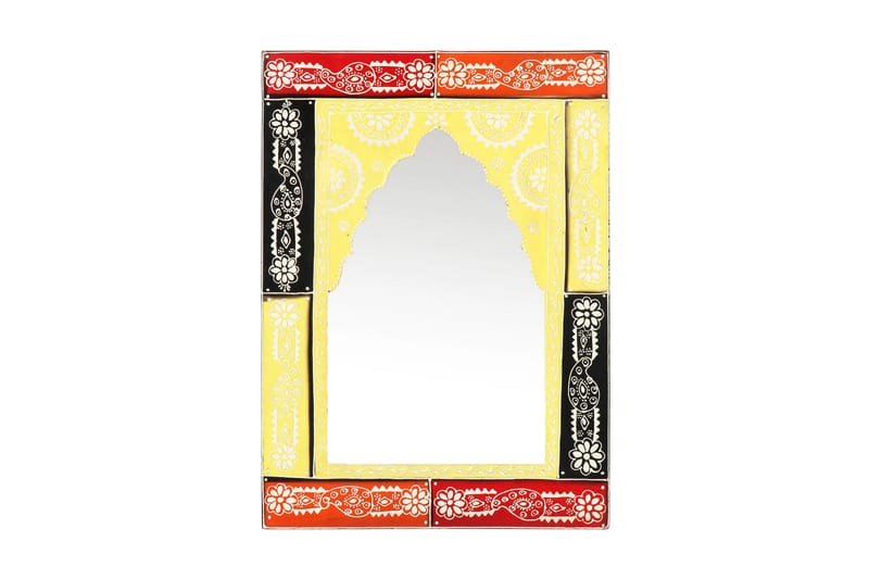 Handmålad spegel 40x55 cm massivt mangoträ - Flerfärgad - Inredning - Speglar - Väggspegel