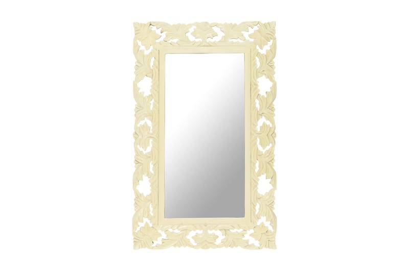Handsnidad spegel vit 80x50 cm massivt mangoträ - Vit - Inredning - Speglar - Väggspegel