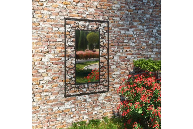 Trädgårdsspegel rektangulär 50x80 cm svart - Svart - Inredning - Speglar - Väggspegel