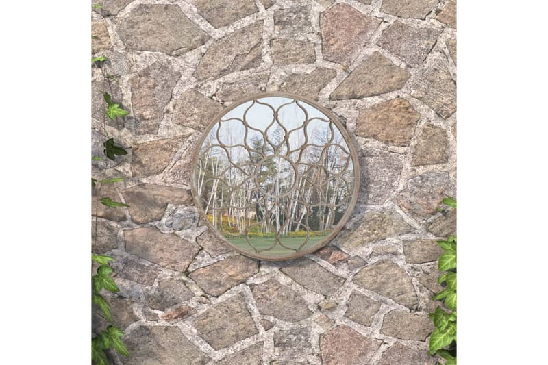 Trädgårdsspegel sandfärgad 60x3 cm rund järn för utomhusbruk - Kräm - Inredning - Speglar - Hallspegel