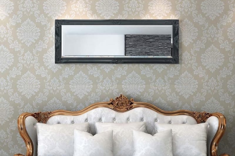 Väggspegel i barockstil 140x50 cm svart - Svart - Inredning - Speglar - Väggspegel