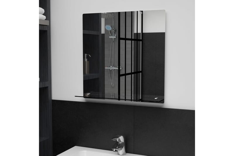 Väggspegel med hylla 50x50 cm härdat glas - Silver - Inredning - Speglar - Hallspegel