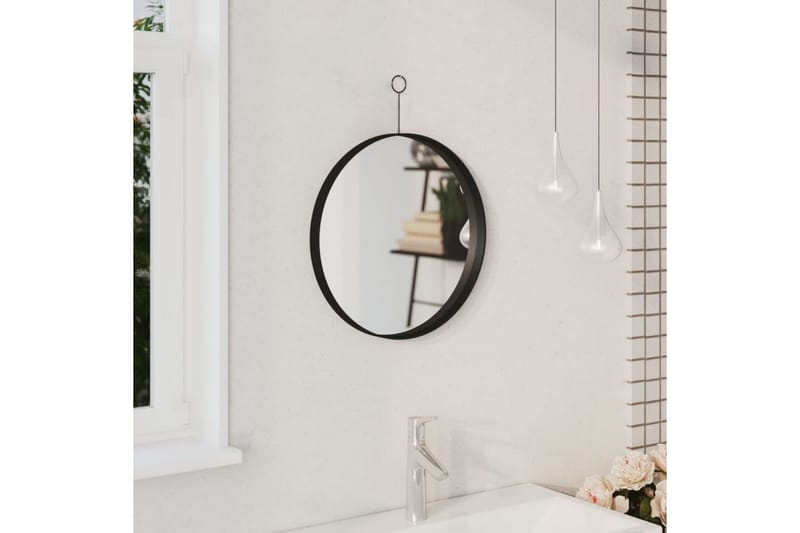 Väggspegel med krok svart 40 cm - Svart - Inredning - Speglar - Hallspegel