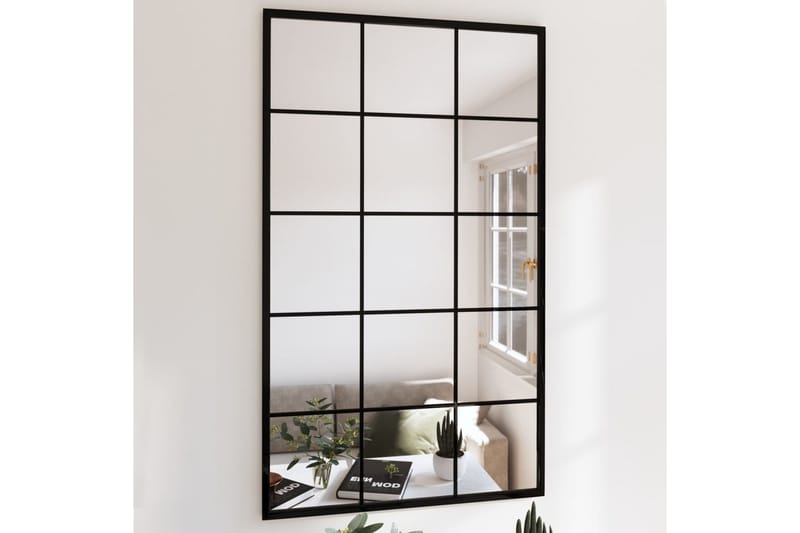 Väggspegel svart 100x60 cm metall - Svart - Inredning - Speglar - Hallspegel