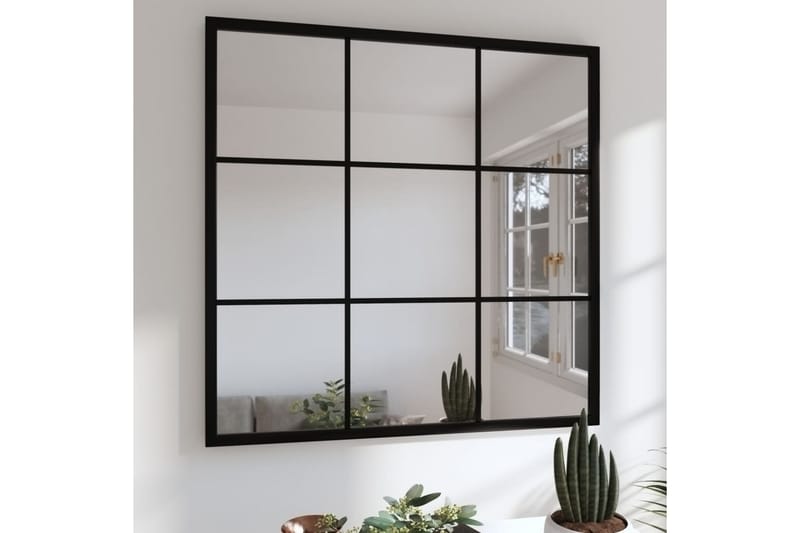 Väggspegel svart 60x60 cm metall - Svart - Inredning - Speglar - Hallspegel