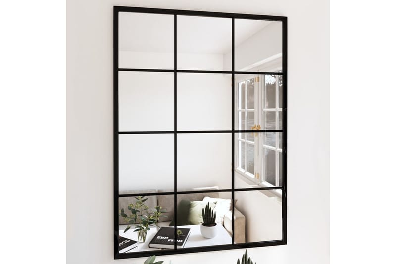 Väggspegel svart 80x60 cm metall - Svart - Inredning - Speglar - Hallspegel