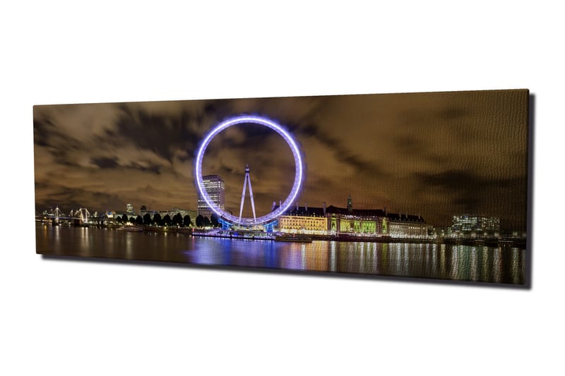 Canvastavla London Eye by night - Lila/Brun - Inredning - Väggdekor - Väggklocka & väggur