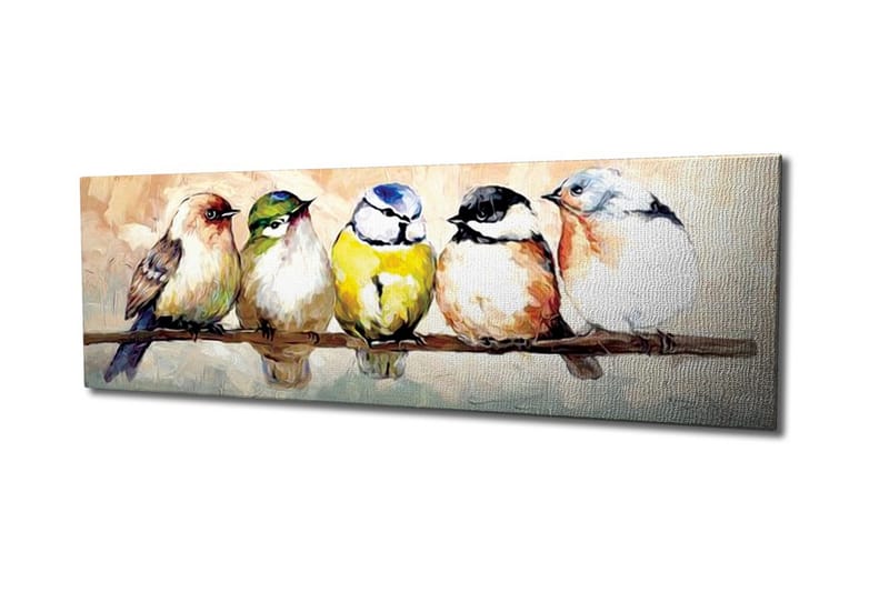 Canvastavla Småfåglar på en kvist - Flerfärgad - Inredning - Väggdekor - Skylt - Plåtskyltar