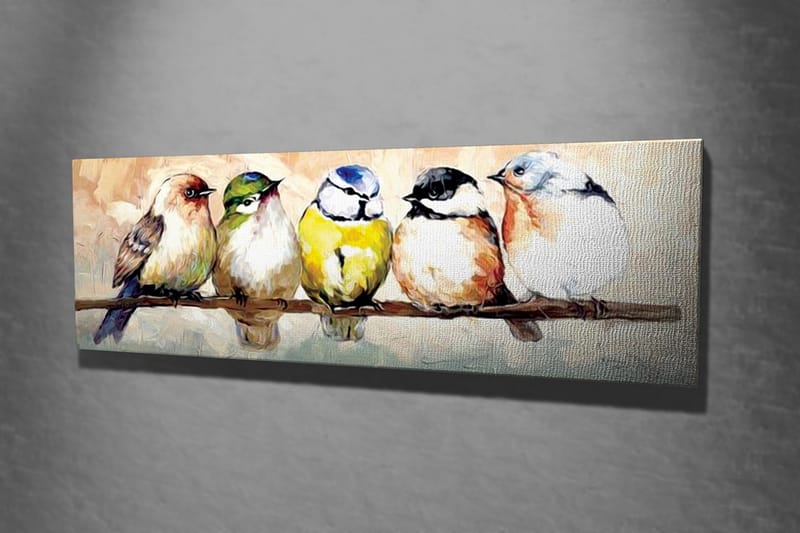 Canvastavla Småfåglar på en kvist - Flerfärgad - Inredning - Tavlor & konst - Canvastavlor
