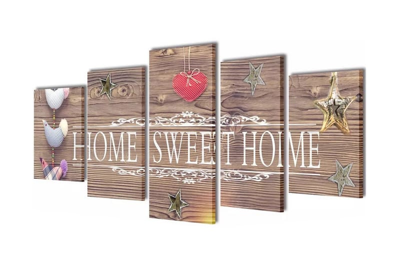 Canvastavlor set om 5 Home Sweet Home 100x50 cm - Flerfärgad - Inredning - Tavlor & konst - Canvastavlor