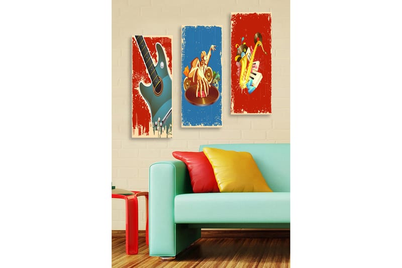 Dekorativ MDF-målning 3-Delar 20x50 cm - Flerfärgad - Inredning - Tavlor & konst - Canvastavlor