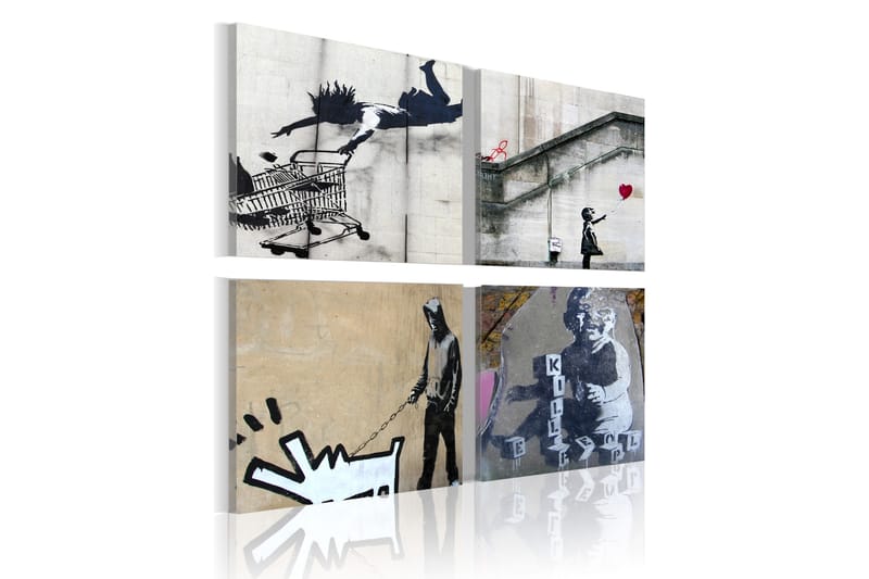 Tavla Banksy Fyra Orginal Idéer 40x40 - Artgeist sp. z o. o. - Inredning - Tavlor & konst - Canvastavlor