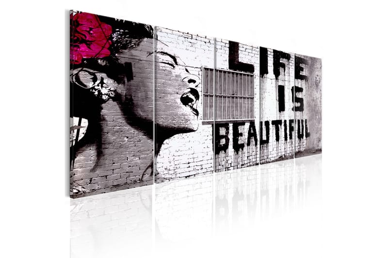 Tavla Banksy Life Is Beautiful 225x90 - Artgeist sp. z o. o. - Inredning - Tavlor & konst - Canvastavlor