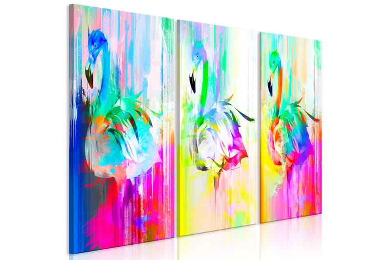 Tavla Colourful Flamingos 3 Parts 120x80 - Artgeist sp. z o. o. - Inredning - Tavlor & konst - Canvastavlor