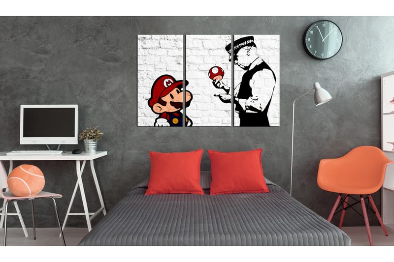 Tavla Mario Bros Banksy 90x60 - Artgeist sp. z o. o. - Inredning - Tavlor & konst - Canvastavlor