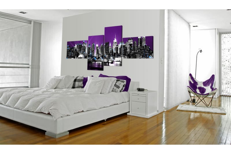 Tavla New York On A Violet Background 200x90 - Artgeist sp. z o. o. - Inredning - Tavlor & konst - Canvastavlor